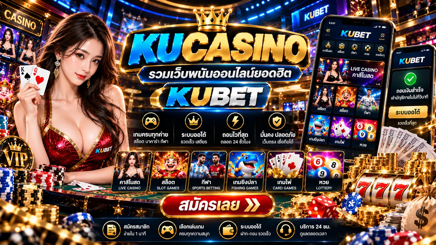 สมัคร KUCASINO รวมเว็บพนันออนไลน์ยอดฮิต KUBET ระบบออโต้ ถอนไวที่สุด